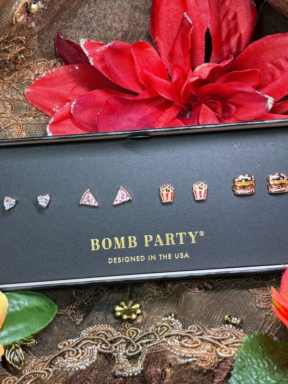 Bomb Party "I Only Have Fries For You" 4 Earring Sets RBP6604 MSRP $102